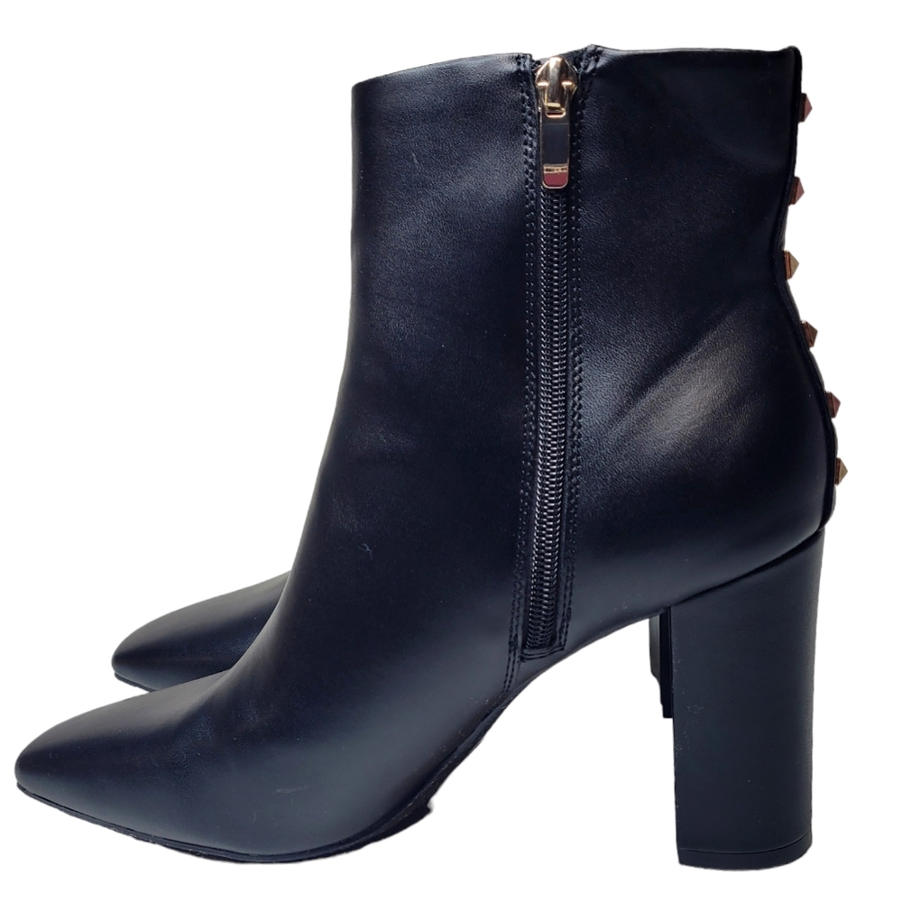 Nine West Yuhav Women's Black Block Heel Boots Booties Size 10 M Studded NEW